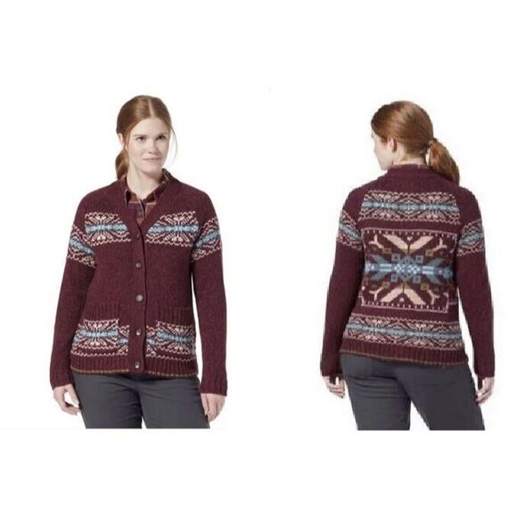 Royal Robbins Women's Mystic Cardigan II Sweater Knit Pockets Purple Wool Blend - Picture 1 of 6